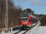 429 029 kam am 05.Mrz 2010 als RE 33307 Stralsund-Binz in den Bahnhof Prora gefahren.