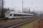 Im Bahnhof Boisheim steht am Sonntag den 20.2.2011 der Eurobahntriebwagen ET 7.06 auf seinem Weg nach Venlo als RE 13.