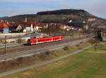 Ein 440 als RB am 17.03.2012 bei der Einfahrt in Retzbach-Zellingen.