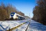 Triebzug 156 der National Express im winterlichen Unna-Mühlhausen (13.02.2021) 