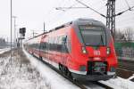 Drei vierteilige Talente der Werdenfelsbahn am 14.03.2013 auf  Probefahrt  in Rathenow.Im Vordergrund 442 212.