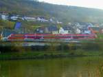 Deutschland, Rheinland-Pfalz, der ET 442 703  Pommern  in Oberbillig (Trier-Perl, KBS 692), von Wasserbilligerbrück aus fotografiert.