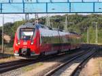 442 344,am 12.Juni 2015,als RE 13016 Sassnitz-Rostock,im Einfahrbereich von Bergen/Rügen.