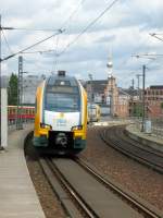 ODEG ET 445.102 fährt am 13.06.2014 als RE2 nach Wittenberge in den Hbf.