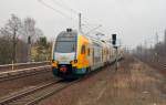 Am 28.03.15 erreicht 445 103 als RE nach Rathenow den Hp.