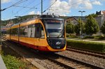 450 938 als S41 nach Mosbach Neckarelz, gerade hat der TW Mosbach Baden verlassen und fährt als nächstes in Mosbach West ein. Sonntag 21.8.2016