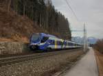 Der ET 320 als M nach Kufstein am 18.01.2014 unterwegs bei Kufstein.