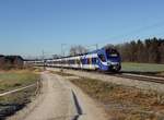 Der ET 308 als M nach Salzburg am 01.01.2017 unterwegs bei Grabenstätt.