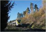 Die beiden DB 1440 869 und 360 haben auf der Drei-Seen-Bahn vor einigen Minuten den höchsten Punkt ihrer Fahrt in Bärental-Feldberg erreicht und fahren nun nach Seebrugg hinunter, der