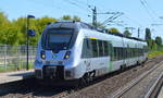 Überraschung, ein silberner Talent 2 der S-Bahn Mitteldeutschland (DB), der Triebzug 1442 117 Richtung Karower Kreuz Durchfahrt Bf.