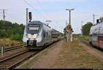 1442 676 (Bombardier Talent 2) von DB Regio Südost als RE 16128 (RE14) von Falkenberg(Elster) nach Dessau Hbf durchfährt den Bahnhof Meinsdorf auf Gleis 2.