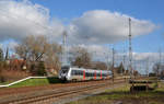 1442 160 war am 05.02.20 auf der S-Bahnlinie zwischen Halle(S) und Eilenburg im Einsatz.