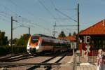 Der Hamster der SWEG ET 151 hier in Richtung Bad KRozingen im Bahnhof Staufen.