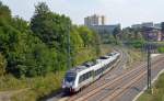 Mit Ziel Halle(S) Hbf passiert 1442 116 am 06.09.14 aus Stötteritz kommend das Gleisdreieck bei Leipzig MDR.