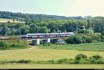 9442 ??? (Bombardier Talent 2) von Abellio Rail Mitteldeutschland als RE 74522 (RE17) von Halle(Saale)Hbf nach Weimar fährt bei Saaleck, Sulzaer Straße, auf der Bahnstrecke Halle–Bebra