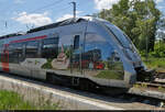 Regionalverkehr in Röblingen am See    Auf Gleis 3 ist 9442 112 (Bombardier Talent 2) eingetroffen, der für die Harzer Schmalspurbahnen GmbH (HSB) und den Tourismusverband Südharz