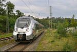 Mit dem Fahrrad von Kassel nach Halle (Saale) | Tag 1 Kassel–Witzenhausen  Strecken-km: 175,6    9442 612 (Bombardier Talent 2), der für die Harzer Schmalspurbahnen GmbH (HSB) wirbt,