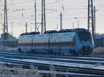 442 102 stand am 09.01.2015 weit weg vom Bahnsteig im Güterbahnhof in Nordhausen abgestellt.