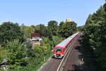 Eine Doppeleinheit 474 als S3 Pinneberg - Buxtehude am 29.08.2018 kurz vor der Station Diebsteich 