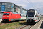 101 118-8 mit IC 2911(Warnemünde-Dresden)bei der Durchfahrt in Warnemünde-Werft.05.06.2020 