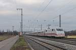 Nachschuss auf 401 013-8  Frankenthal/Pfalz , welcher am 11.12.2016 durch den Bahnhof von Müllheim (Baden) als ICE 70 (Basel SBB - Hamburg Altona) fuhr.