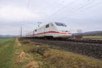 ICE 401 075-1 ist am 12.01.2022 in Richtung Eisenach bei Herleshausen unterwegs.