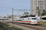 ICE 401 580-6 fährt Richtung Bahnhof SBB. Die Aufnahme stammt vom 25.01.2018.