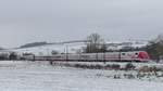 Der Duplo ICE im Haunetal nahe Meisenbach. Aufgenommen am 4.2.2018 12:43