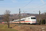 401 070-8 als ICE 595 (Berlin Gesundbrunnen-München Hbf) bei Uhingen 17.2.19