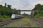 401 067-4 durchfährt umleitungsbedingt den Bahnhof Eichenberg auf Gleis 5 Richtung Göttingen.