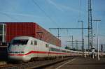 401 052-6  Hanau  fhrt am Morgen des 22.09.07 als ICE-Umleiterzug von Wiesbaden nach Mnchen, hier bei der Aufahrt aus dem Bahnhof Aalen, wobei dort der Fernzug brigens auerplanmig gehalten