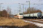 DB 401 002-1 | ICE 933 mit Gleiswechsel nach Durchfahrt Bf Anklam | Winter Januar 2026