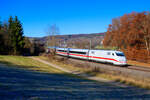 401 580 DB Fernverkehr als unbekannt gebliebene ICE-Leistung bei Dollnstein Richtung Ingolstadt, 23.11.2021