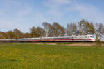 ICE 1  Bremen  401 076  auf der Rollbahn nach Osnabr�ck aus Bremen bei Bramstedt 28.4.26.
