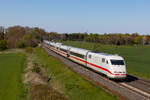 401 570, ICE 1, auf der Rollbahn bei Gessel nach Osnabr�ck. 29.4.26
