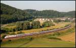 Ein ICE-1 ist unterwegs nach Mnchen Hbf. Aufgenommen em 24.Juli 2008 bei Urspring.