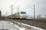 401 066-6  Gelnhausen  als ICE 692 von Stuttgart Hbf nach Berlin Ostbahnhof bei Nennhausen. 13.01.2013