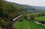 DB ICE 1 als Umleiter unterwegs im Leinetal Richtung Hannover (wegen Bauarbeiten an der Schnellfahrstrecke Kassel - Hannover), KBS 350 Göttingen - Hannover, fotografiert bei Freden (Leine) am