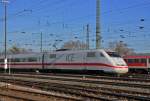 ICE 401 075 - 7 fährt zum Badischen Bahnhof in Basel. Die Aufnahme stammt vom 17.12.2013.