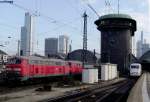 DB Fernverkehr 218 xxx-x und ICE 1 sammt dem stillgelegten Stellwerk 1 in Frankfurt am Main Hbf am 05.03.14