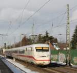 Der 402 013-7 (Nauen) fuhr am 02.01.2010 durch Duisburg-Rahm in richtung Düsseldorf Hbf.