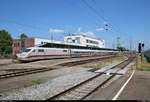 402 045-9 (Tz 113  Frankenthal/Pfalz ) als verspäteter ICE 277 (Linie 12) von Berlin Ostbahnhof nach Basel SBB (CH) erreicht den Bahnhof Offenburg auf Gleis 1.