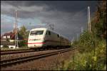 Ein 402 046 ist auf dem Weg von Berlin-Ostbahnhof in Richtung Rheinland. Aufgenommen in Westhoven am 25.09.2010.