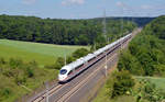 Dieser als ICE 529 verkehrende ICE3 befuhr am 14.06.17 die Schnellfahrstrecke westlich von Retzbach-Zellingen Richtung Würzburg.