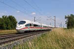 DB 403 023  Schaffhausen  ist als Umleiter zwischen Nürnberg und Würzburg bei Uffenheim unterwegs. (20.06.2023)