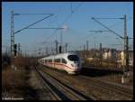 Zwei ICE-3 Triebzge sind am 07.02.08 auf der Fahrt von Mnchen Hbf nach Dortmund Hbf.