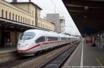 A couple of  ICE 3 is arriving in Augsburg Hbf. with the ICE n. 514 from Mnchen Hbf. to Hamburg Altona.