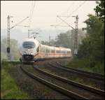 Dieser unbekannte 403er durchfhrt am Morgen des 21.05.2011 die Ruhrwiesen zwischen Witten und Wetter(Ruhr) als ICE 503 auf der Reise von Hannover Hbf via Hagen nach Basel SBB.