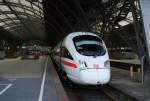 Ein ICE kurz vor dem Ausfahren aus dem leipziger Hauptbahnhof