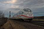 Am 06.01.2014 fuhr 403 533-3  Esslingen am Neckar  zusammen mit 403 023-5  Schaffhausen  als ICE 107 (Dortmund Hbf/Köln Hbf - Basel SBB) ihren Ziel entgegen, als sie nördlich von Müllheim (Baden) sind.